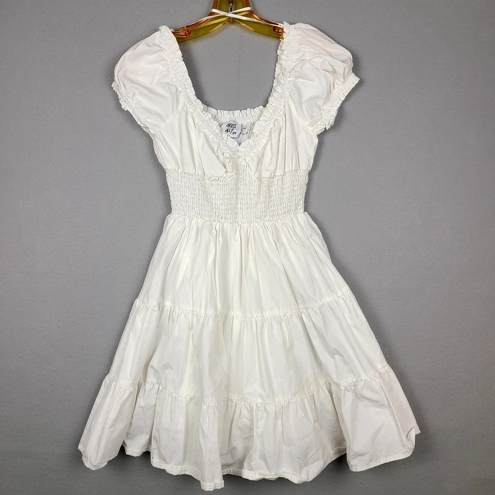Princess Polly Daniela Milkmaid Mini Dress White Sz 4 Cotton Cowgirl Coquette
